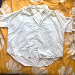 Madewell white short sleeve buttondown top, size XL